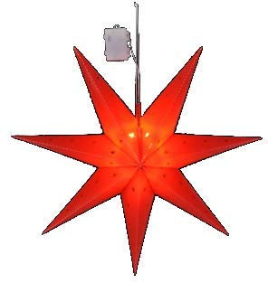 Meinposten Stern Weihnachtsstern 12 LED ? 60cm weiß rot batteriebetrieben innen außen Timer (Rot)