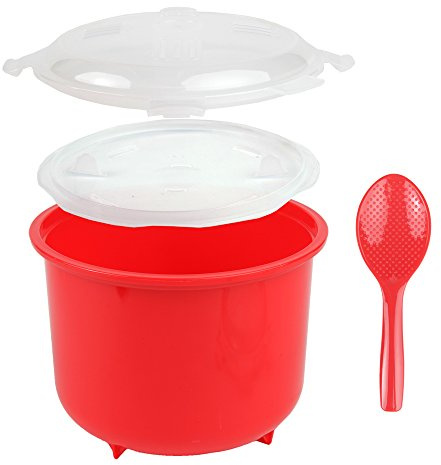 Home-X Microwave Rice Cooker - Rice Steamer Cooker with Steam Release Vents and Easy Locking Clips - 10 Cups BPA-Free, Dishwasher Safe, Easy-To-Use, Low Mess Microwave Rice Cooker Vegetable Steamer