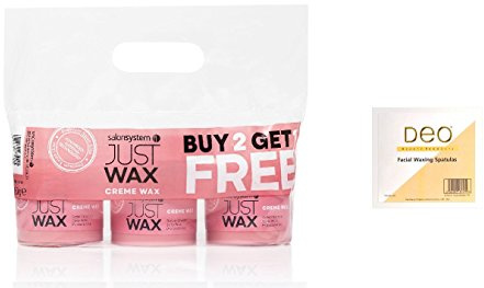 Salon System Just Wax Creme Wax - 3 for 2 and Deo Waxing Spatulas (100)