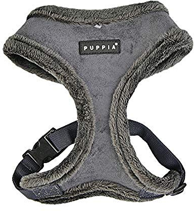 Puppia Hundegeschirr für kleine und mittelgroße Hunde - Terry Harness A - verstellbar und komfortabel Grau M