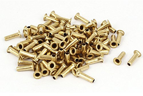 Aexit 3mm x Nuts 10mm Double Sided Brass Plated Hollow Rivets Grommets Gold Tone Panel Nuts 100 Pcs