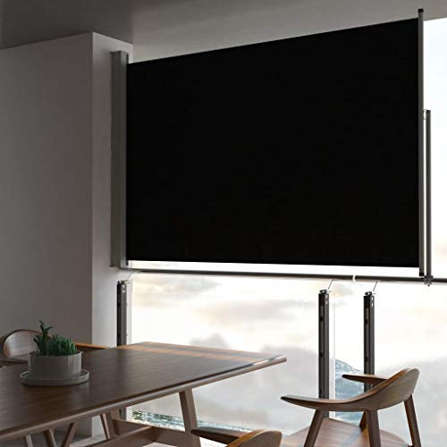 Festnight Ausziehbare Seitenmarkise 160 x 300 cm Schwarz | Windschutz Sichtschutz Sonnenschutz | Seitenwandmarkise Seitenrollo für Balkon Terrasse Garten