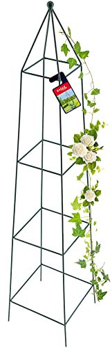 KADAX Rankhilfe, Rankobelisk aus Stahl, freistehend, Obelisk, Rankturm für Garten, Kletterpflanzen, Rosen, Pyramide, Ranksäule, Rankgestell, wetterfest, Deko, grün (25 x 120 cm)