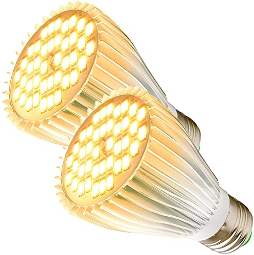 MILYN Lámpara LED para plantas, 2 paquetes de 40 ledes, luz solar, espectro completo, E27, 30 W, lámpara LED de cultivo para plantas de interior, hidroponía, invernadero, suculentas, verduras y flores