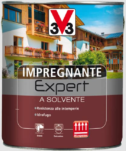 V33 IMPREGNANTE PER LEGNO A SOLVENTE EXPERT - 6 COLORI - 750 ml e 2,5 lt. (Noce Medio, 2,5 lt.)
