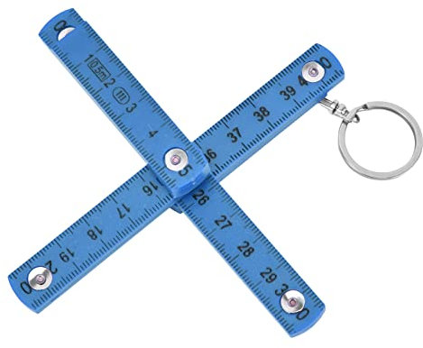 Fdit Règle Pliante 2 Pièces, Règle Pliante en ABS, Règle Pliable Portable de 0,5 M avec Porte-clés, Bâton de Mètre Pliant pour la Pose de Carreaux de Menuiserie(Bleu)