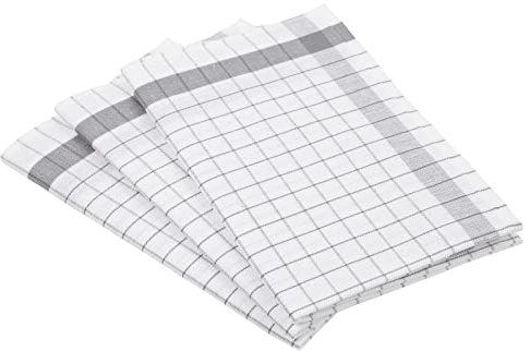 Ross 3er Pack Halbleinen Geschirrtücher Exclusiv Karo Weißfond Silber, 50x70 cm
