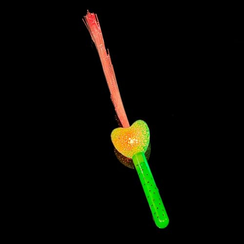 LED Herz Leuchtstab – Glasfaser Blinkstab mit Farbwechsel, Herzlicht & Funkeleffekt – stabiler Partystab / Leuchtwedel für Kinder & Erwachsene – ideal für Geburtstag, Festival, Karneval & Events