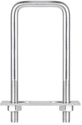 sourcing map Square U-Bolts, 2 Sets 52mm(2.05) Inner Width 150mm Length M10 304 Stainless Steel U Clamp Bolt with Nuts and Plates, for Boat Trailer