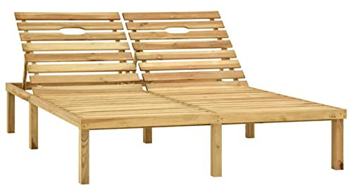 Chusui Doppel-Sonnenliege, Gartenliege, Liegestuhl, Sonnenstuhl, Sonneninsel Outdoor, Liegen, Gartenmöbel, Bäderliege, Relaxliege, Grün Imprägniertes Kiefernholz