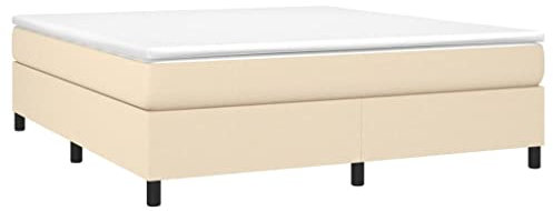 vidaXL Boxspringbettgestell, Polsterbett Bett für Schlafzimmer, Bettrahmen mit Lattenrost, Schlafzimmerbett Doppelbett, Creme 160x200cm Stoff