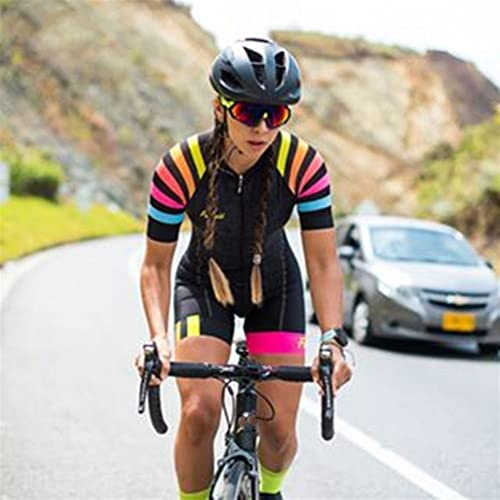 Cykeldräkt for kvinnor, Triathlonloppset for damer, Jumpsuit i ett stycke, kortärmad，med fickor 9D GEL Pad，MTB-dräkt (Color : 01, Size : XXX-Large)