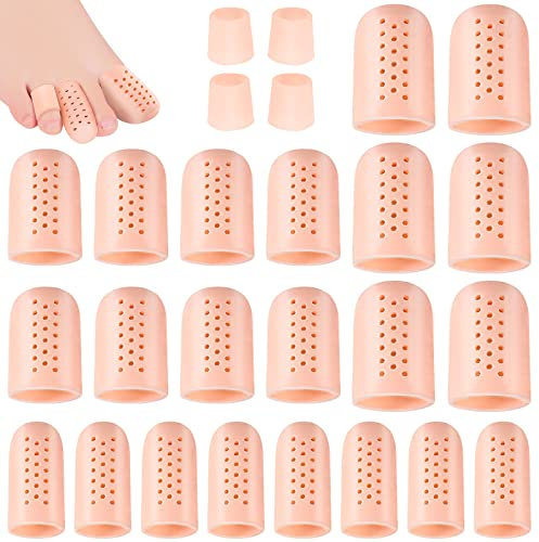 VEGCOO 26 Pièces Protège Orteils Silicone, Amélioré Protecteurs D’orteil Respirants, Petite Capuchon Orteils, Protège Gros Orteil, Idéal pour Ampoules, Callosités, Cors (Beige)