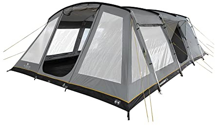Hi-Gear Vanguard Nightfall 8 Tent for 8 People with Darkened Bedrooms, Living Area, 8 Man, Easy to Pitch, Tunnel, Sewn In Groundsheet, Large and Spacious, Family Camping, Festivals, 6000mm HH, Grey