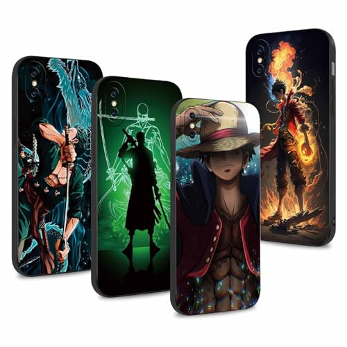 4 Pièces Coque pour Apple iPhone X/iPhone XS 5.8'', Animé Luffy Zoro Gear 5 Sun God Nika avec Protection Caméra Etui Housse de Anti-Drop TPU Silicone Mince Anti-Rayures Antichoc Case