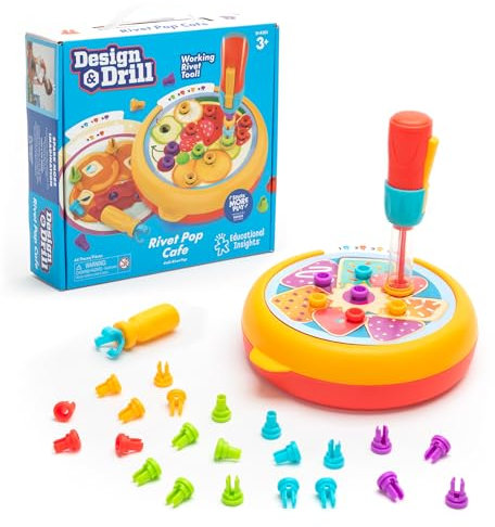 Learning Resources Rivet Pop Café Caffetteria Design & Drill, età 3 STEM 44 Pezzi con Popper di Chiodini Alimentato a Mano, abilità motorie Fini, Giocattoli sensoriali, Multicolore, Medium, EI-4301
