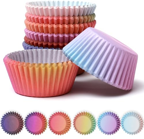 Gcardist 300-Count Multicolor Round Cupcake Liners - Standard Size (300 Pcs) - Food Grade Gradient Design - Disposable - Occasion: Celebratory Events (Easter, Birthday, Thanksgiving, Housewarming)