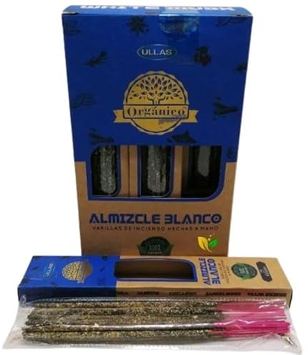 3 Cajas de Incienso Orgánico en Varillas Hecho a Mano 25gr x3 Hecho en India Resina y aceites Esenciales 100% Natural (Almizcle Blanco)