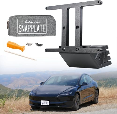 SnapPlate+ Vorderer Kennzeichenhalter, stabilitätsoptimiert, diebstahlsicher, abnehmbar, höhenverstellbar, Tesla Model 3 (2017–2023), kein Bohren, kein Kleben