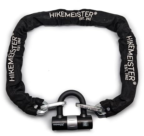 HikeMeister ® Kettenschloss | Hohe Sicherheitsstufe | mit 2 Schlüsseln | ART 4 Zertifikat | E-Scooter Motorrad Moped E-Bike & hochwertiges Schloss| sicheres Rollerschloss Kette 120 cm