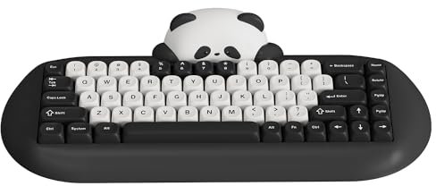 YUNZII C68 Panda Tastiera Meccanica Senza Fili Da Gioco, 68 Tasti Tastiera Carina Con Tasti Pbt, Rgb Ntastiera Cremosa Sostituibile Calda Con BT5.0/2.4g/Cablato Per Win/mac (Switch Panda, Nero)