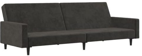 Willood Schlafsofa 2-Sitzer Sofa mit Holzrahmen, Schlafcouch für Wohnzimmer Heimkino Büro, Couch Sofabett Tagesbett Gästebett Dunkelgrau Samt Mit Armlehnen