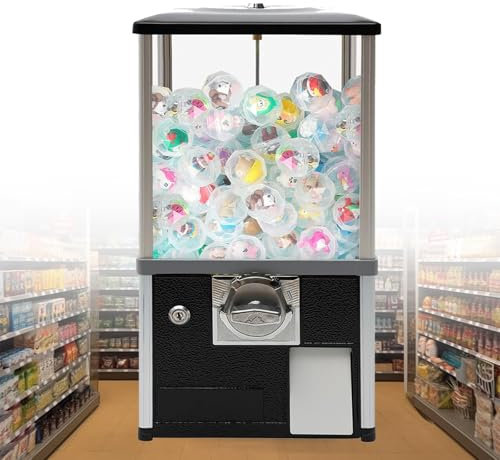 JJENXYYDS Distributore Automatico Commerciale, distributore di Caramelle a gettoni, distributore Automatico di premi Macchina per Capsule Rotonde Commerciali per Gadget da 1,77-1,97 Pollici,Black