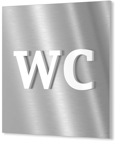 Urhome WC Toiletten Schild aus V2A Edelstahl 120x120-230x230mm Weiß - Piktogramm Türschild rostfrei - Herren Damen Toilette Infoschild für Wand Tür Innen und Außen
