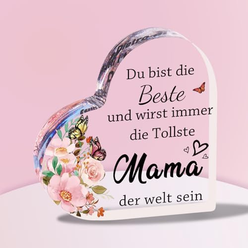 Keepelgant Muttertaggeschenke für Mama, 5,11 in * 5,11 in Herzförmiges Transparentes Ornament Mit box, Geburtstagsgeschenk für Mama