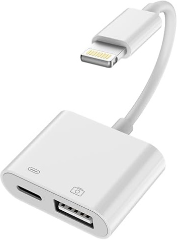 Lightning auf USB Buchse (2-in-1)Ladekabel für iPhone 14 Pro Max, zertifiziert für Apple MFI, Port OTG 3.0, USB-A Kartenleser, Tastaturschlüssel, Kameradateien und Steckdosen