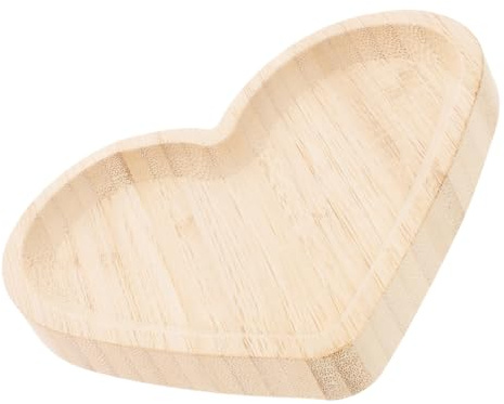 COLLBATH Herzförmiges Holztablett Große Kapazität Dekorativ Leicht Tragbar | Esszimmer und Wohnzimmer, für Snacks Obst Kuchen Desserts, Khakifarbenes Design, 1 Stück