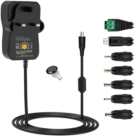 40W Universal Power Supply,Etopgo AC to DC Power Supply Multi Voltage 3V 4.5V 5V 6V 7.5V 9V 12V 2A With 7 Tips For Electronic Devices LED Strip Lights CCTV Camera TV-Box Speakers Router Tablet