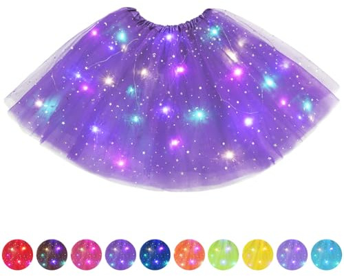 AYBUY Tutu-kjol för kvinnor med LED-ljus, Tutu-kjol i tyll för vuxna, balettdansklänning, snygg elastisk festivalklänning för Halloween, festdräkt för karneval