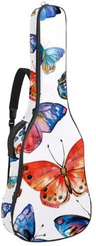 Bunte Libellen-Gitarrentasche, nahtlos, gepolsterte Tasche für Akustikgitarre, Rucksack mit verstellbaren Schultergurttaschen, Mehrfarbig 04, 42.9x16.9x4.7 in, Lässiger Tagesrucksack