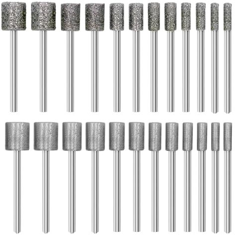 PWGHWG Diamant Fräser Set, 24 Stück Diamant Frässtifte mit 1/8 Schaft, Diamond Schleifstifte Körnung 46 Körnung 120, für Stein Glas Keramik Schnitzen, Schleifen, Polieren, Gravieren
