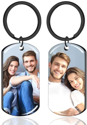 KBPTM Personalisierter Schlüsselanhänger mit Foto Personalisiert Edelstahl Schlüsselanhänger Bild Individuelles Fotogeschenk für Männer Frauen