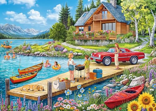 Puzzle 1000 Teile für Erwachsene, klassisches Lernspiel Wunderschönes Dekoration-Ferienhaus- Puzzle Geschenke