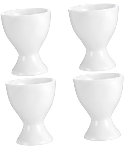 Cabilock Juego De 4 Hueveras De Cerámica Pequeña Para Huevos Duros, Soporte Individual Porcelana Blanca, Taza Para Servir y Decorar Desayunos Cocina Moderna