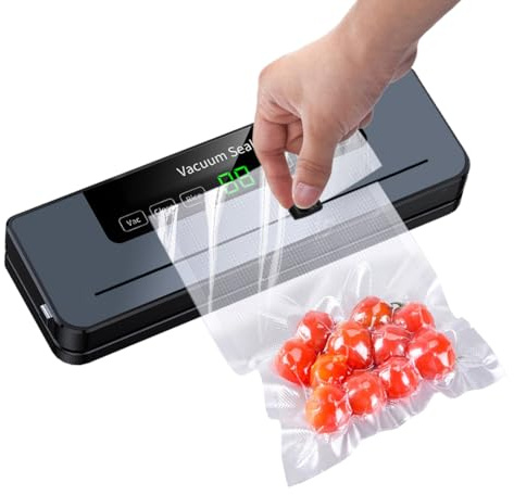 Msiud Macchina Sottovuoto Alimentare, per Alimenti 5 in 1 Professionale 90KPa Potente Aspirazione, Touch Screen LED 50 Borse Incluse Disinfezione UV per Carne Pesce Verdure Frutta Secca e Liquidi