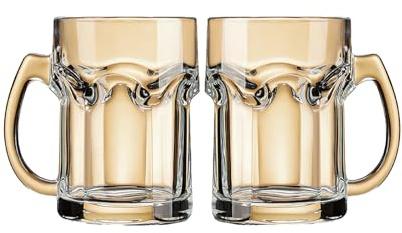 Vaso de cerveza simple artesanal con asa, 950 ml, plegable, 2 paquetes