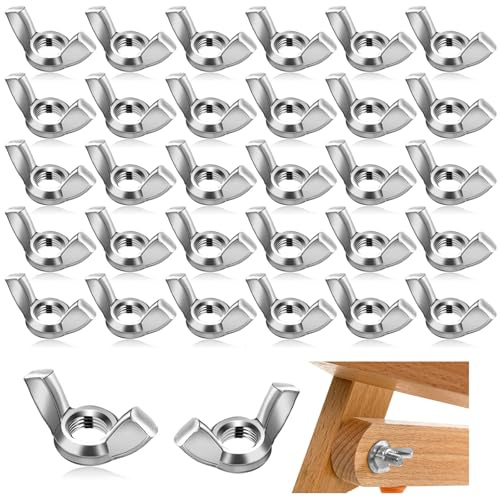 Tuercas de Mariposa,30 PCS Juego de Tuercas de Mariposa M6 en Acero Inoxidable Autoblocantes Kit de Fijación y Herramientas de Apriete Manual para Maquinaria Mobiliario y Equipamiento