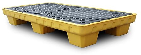 IROEJT Plataforma Modular Industrial para derrames, Plataforma de contención de derrames, Bandeja Industrial Antideslizante e Impermeable con Bolsillos para montacarga，Yellow 5 Pack 49.2