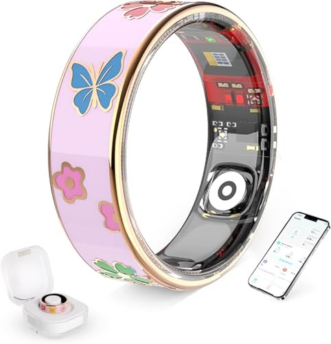 HPLSZCN Smart Ring Women, Fitness Rings for Men with Sleep Tracker, Heart Rate, Step Counter, Health Ring for Android & iOS (Pink, 10)