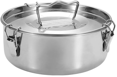 Moldes para flan para hornear, molde para flan de acero inoxidable de 7, 5x3 pulgadas con tapa y asa, moldes redondos para hornear pasteles con hebilla de cierre, molde para pasteles portátil par.