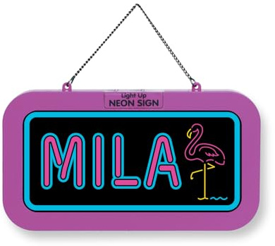 LED Leuchtschild Neonschild mit Namen, Leuchtende Wanddekoration mit Batterie, 18,7x10,3x1,6cm - Mila