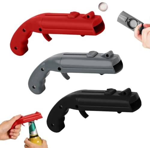 Kinesgsg 3 stycken flasköppnare, rolig Cap Gun Flasköppnare, Capgun Ölpistol, Ölskruvsskjutare, för män för hem, barer, fester, spel och drycker