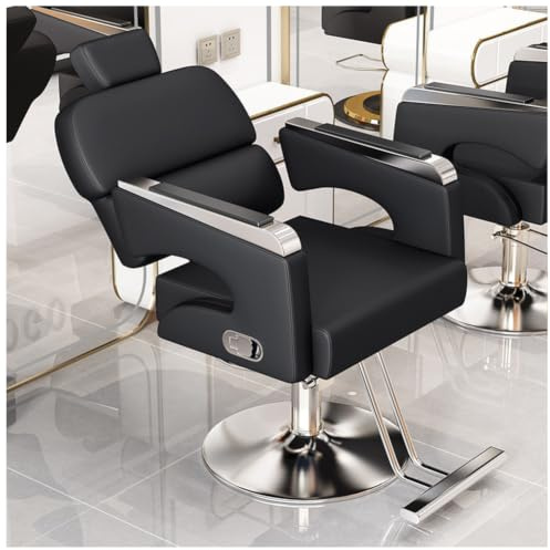 Barberstolar, Hydraulisk barberarstol, 360° vridbar salongsstol med justerbart nackstöd och fotstöd för barberarsalong,D