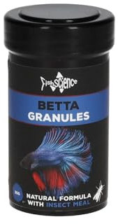 FishScience Betta Fish Food Granules Food 35g | 0.8mm Floating Pellets | 52% Protein Insect Based Diet for Siamese Fighting Fish | Aquarium Feed Growth & Immune Health – Natural Colour Enhancers