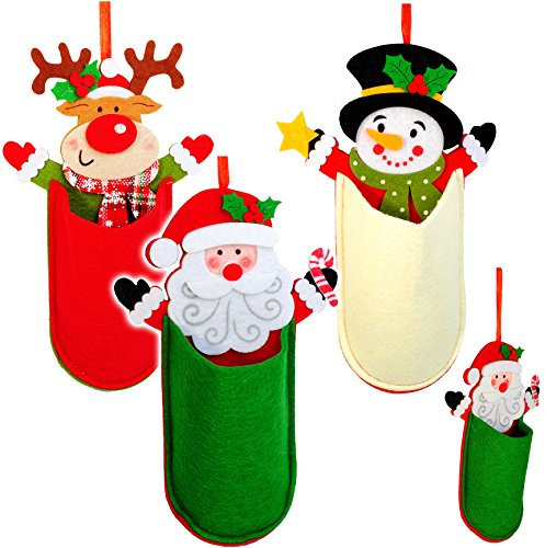 alles-meine.de GmbH 1 Stück XL - Pantoffel/Weihnachtssocke & Filzstrumpf - 3-D Effekt - Weihnachten - Filz Nikolausstiefel/Filzschuh - Nikolausstrumpf/Weihnachtsstief..