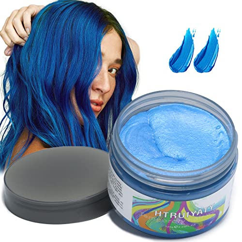 Haarfarbe Wachs Einmalige Temporäre Modellierung Natürliche Farbe Haarfärbemittel Wachs Frisur Creme für Party Cosplay Maskerade Nachtclub Halloween (Blau)